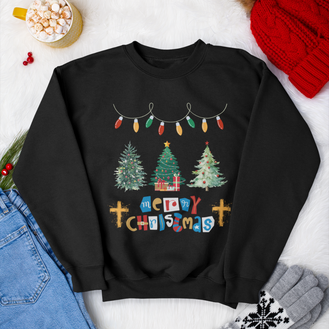 Merry Christmas Sweatshirt (BLACK)