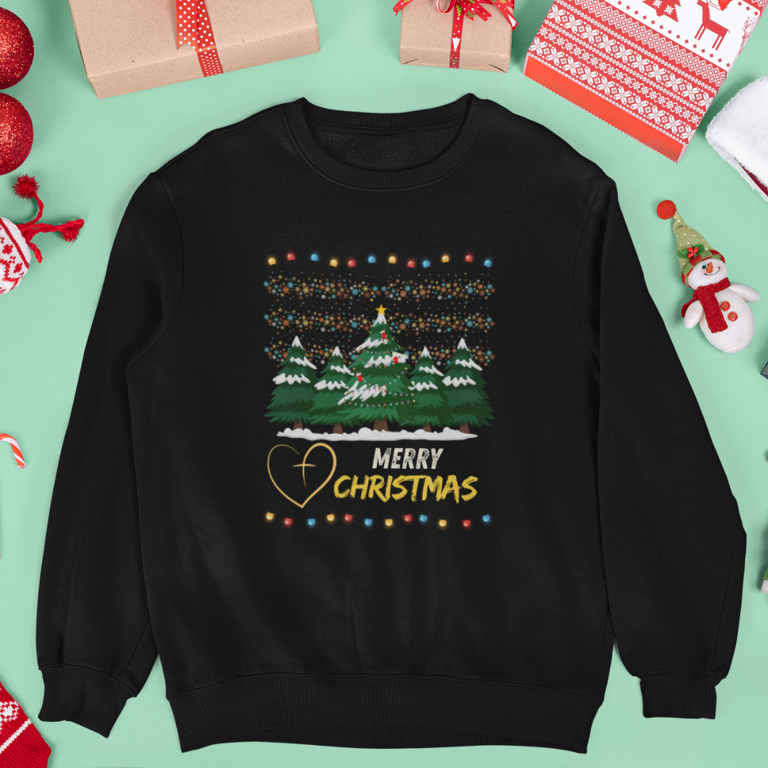 Merry Christmas Heart Sweatshirt (BLACK)