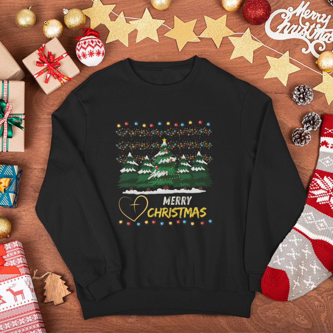 Merry Christmas Heart Sweatshirt (BLACK)